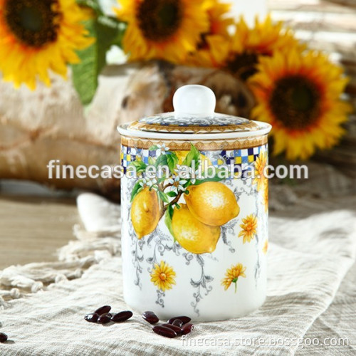 800CC Elegant New Bone China Ceramic Sunflower Canister set                
                                    Quality Assured